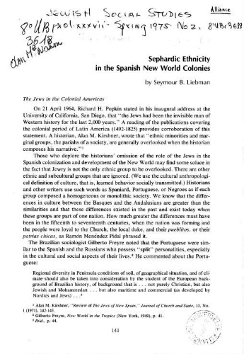 Sephardic ethnicity in the Spanish New World colonies